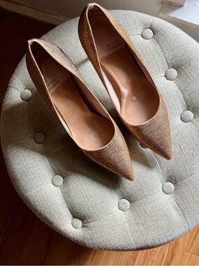 Jeffrey Campbell Gold Crystal Stiletto Heels | Vintage-Inspired Glamour | Size 8